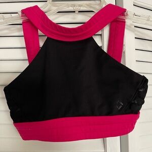 Bloch size 8 Black and Hot Pink Dance Crop Top/Sports Bra